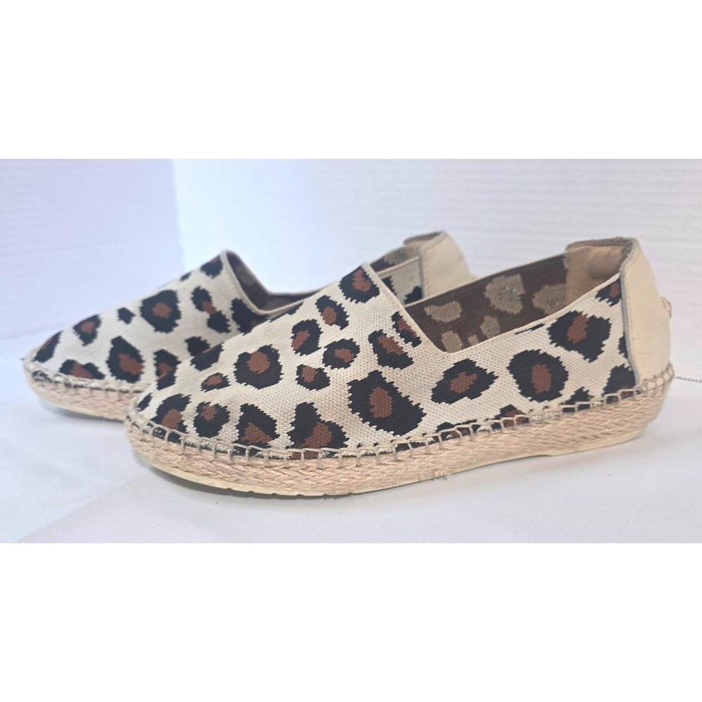 Cole Haan Cloudfeel Leopard Print Knit Espadrille Flats Tan Brown 9B
